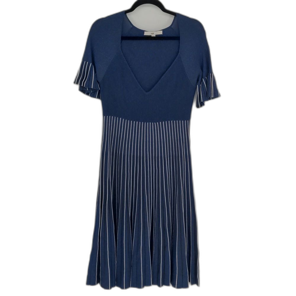 Jonathan Simkhai Women's Pleated Metallic Stretch-Knit A-Line Dress Size Large